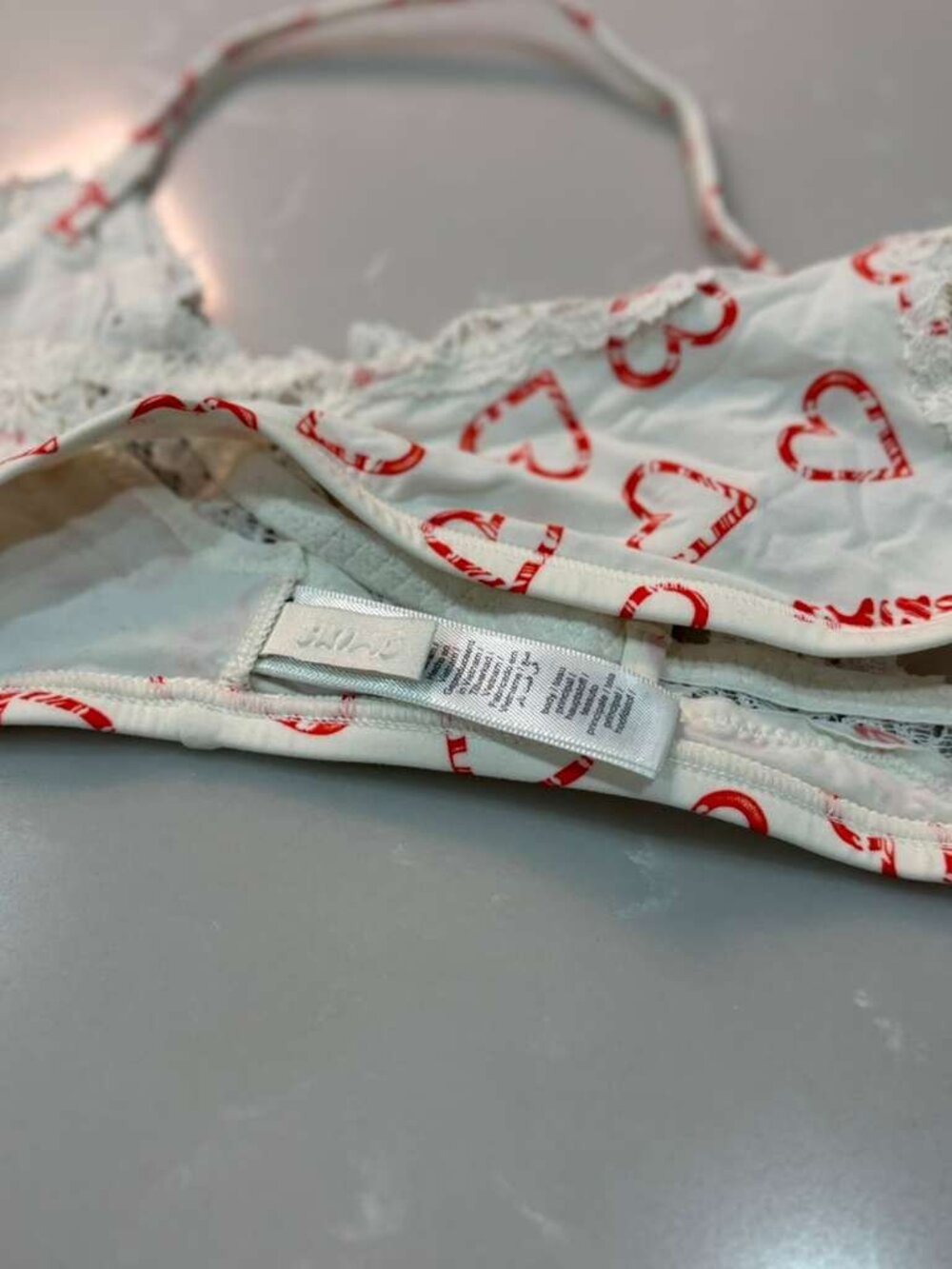 🎀SKIMS Fits Everybody Lace Scoop Bralette | Candy Heart Print |  S | NWOT ❤️✨ - Picture 4 of 5
